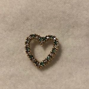 Silver emerald and diamond pendant